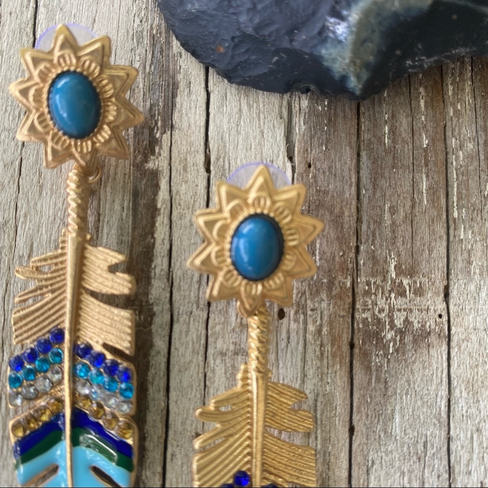 Free People Straight as An Arrow Earrings in Blue - Picture 5 of 6
